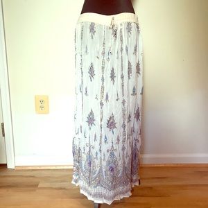 Bohemian maxi skirt with hand sewn embellishments